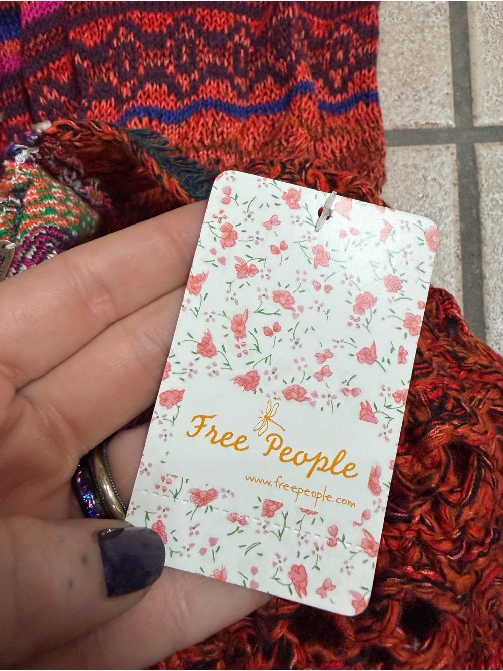 NWT Free People Knit Crochet Southwest Mini Dress Boho (Multicolor) Size Large - Picture 8 of 11